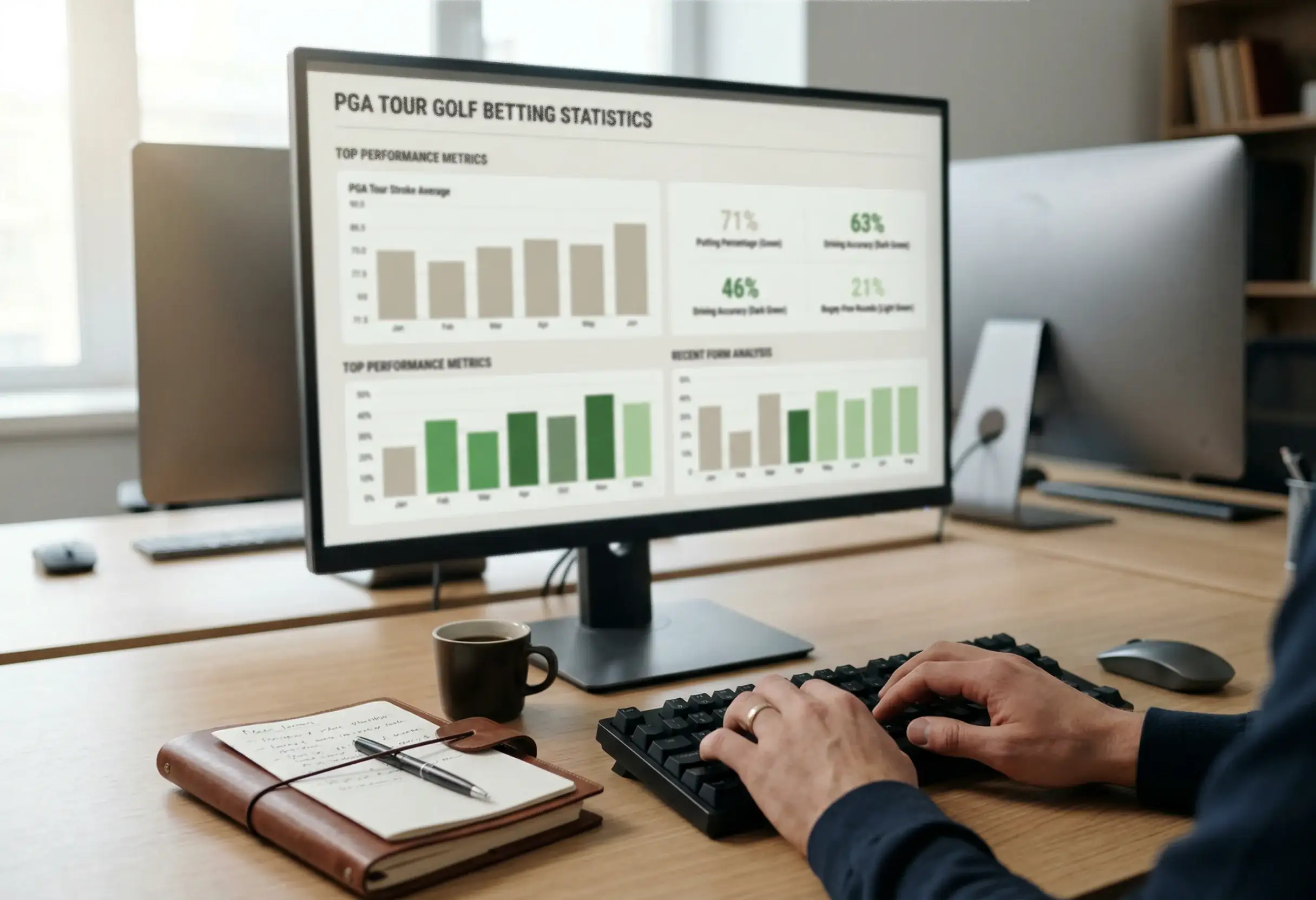 Statistikskärm med golfvadslagningsdata och PGA Tour-information